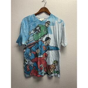Vintage DC Comics Shirt Polyester Superhero Super Hero Batman Flash 2009 M
